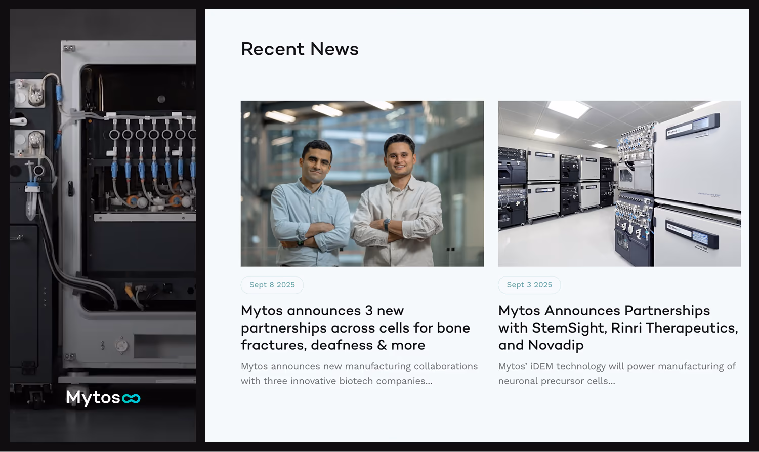 Mytos automation landing page, designed by BuildOS