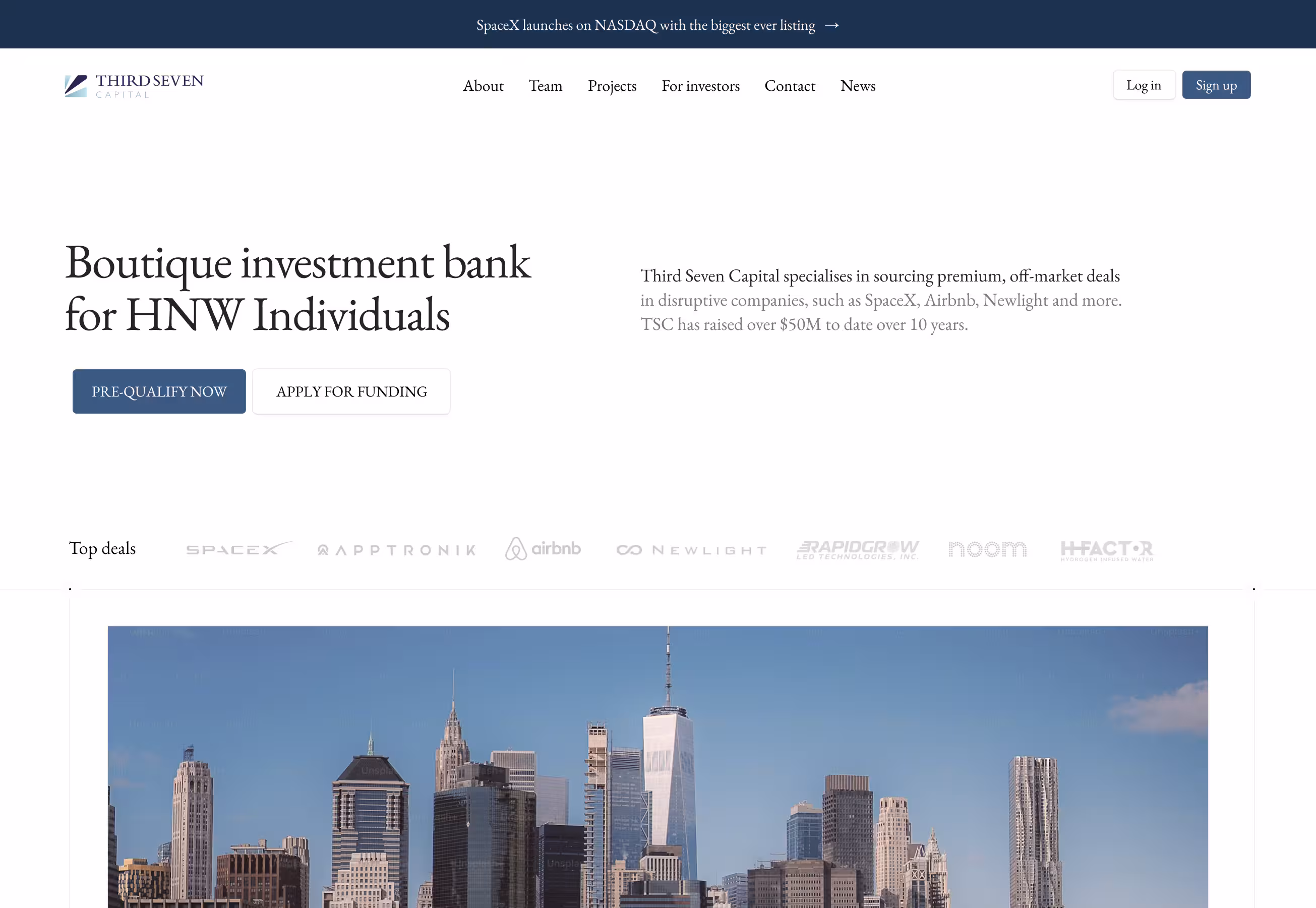Third Seven Capital investment platform, designed by BuildOS