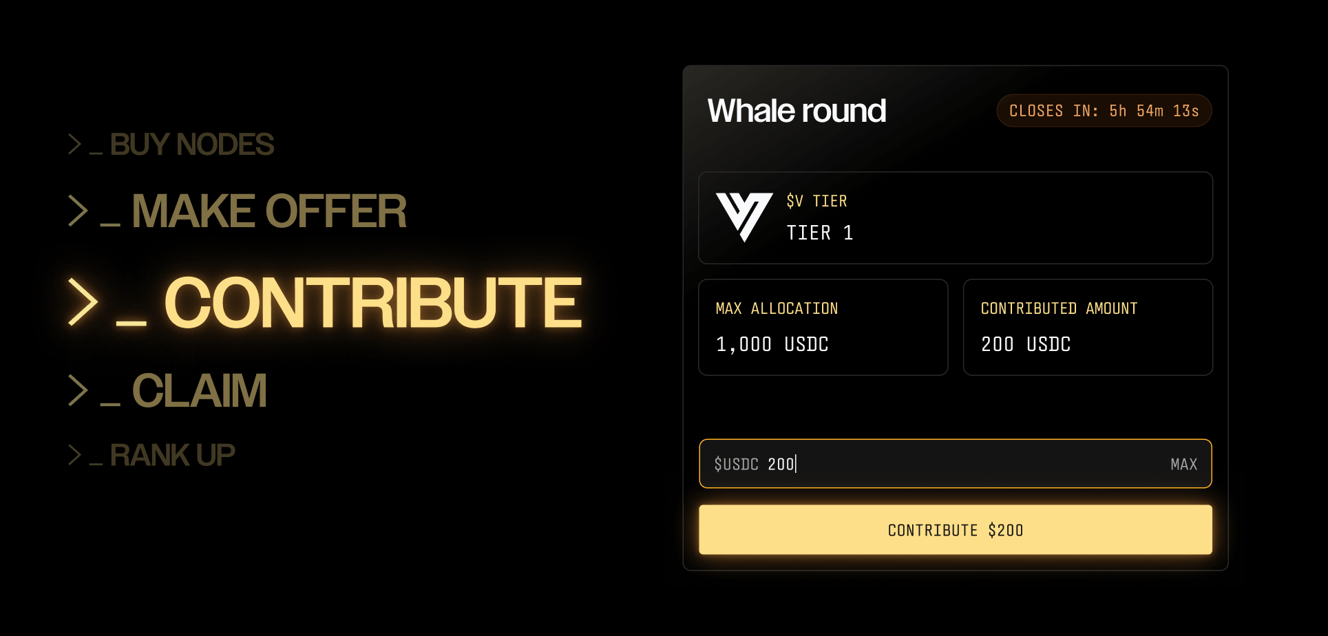 vVv contribution flow, designed by BuildOS