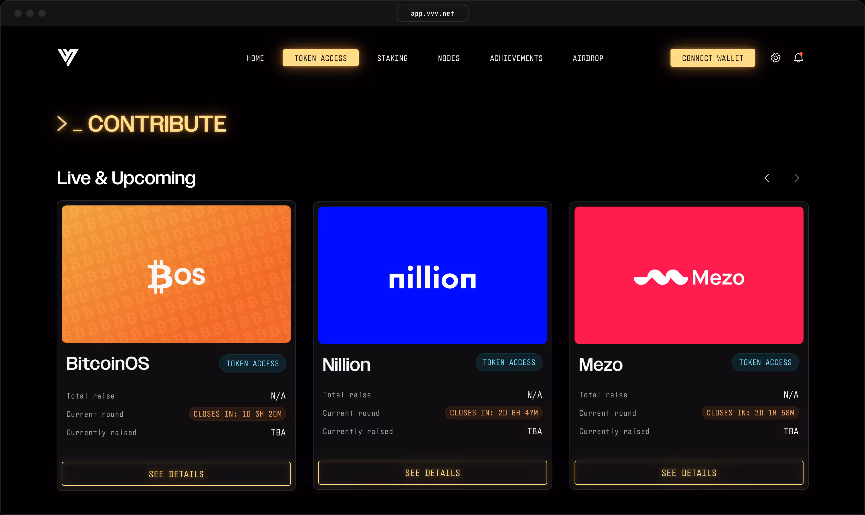 vVv capital-formation platform, designed by BuildOS